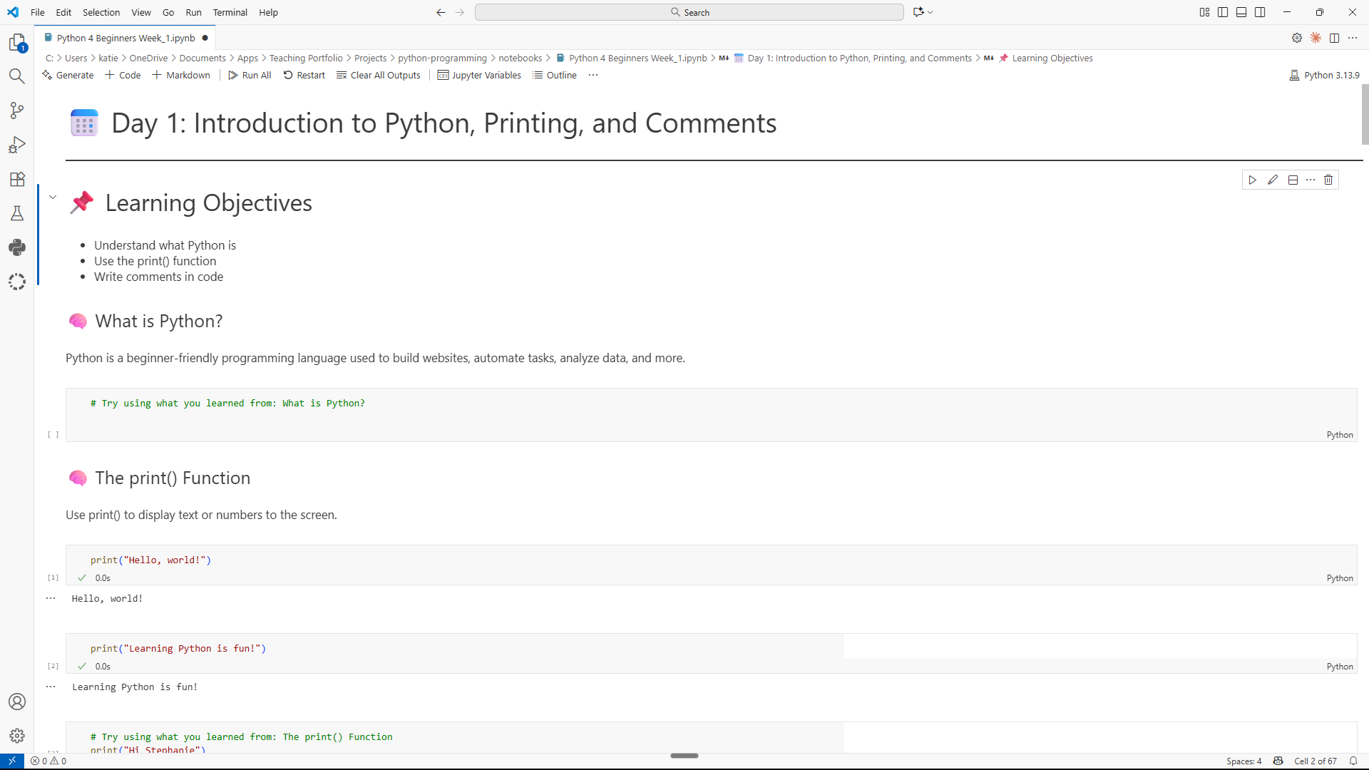 Python for Beginners - Week 1